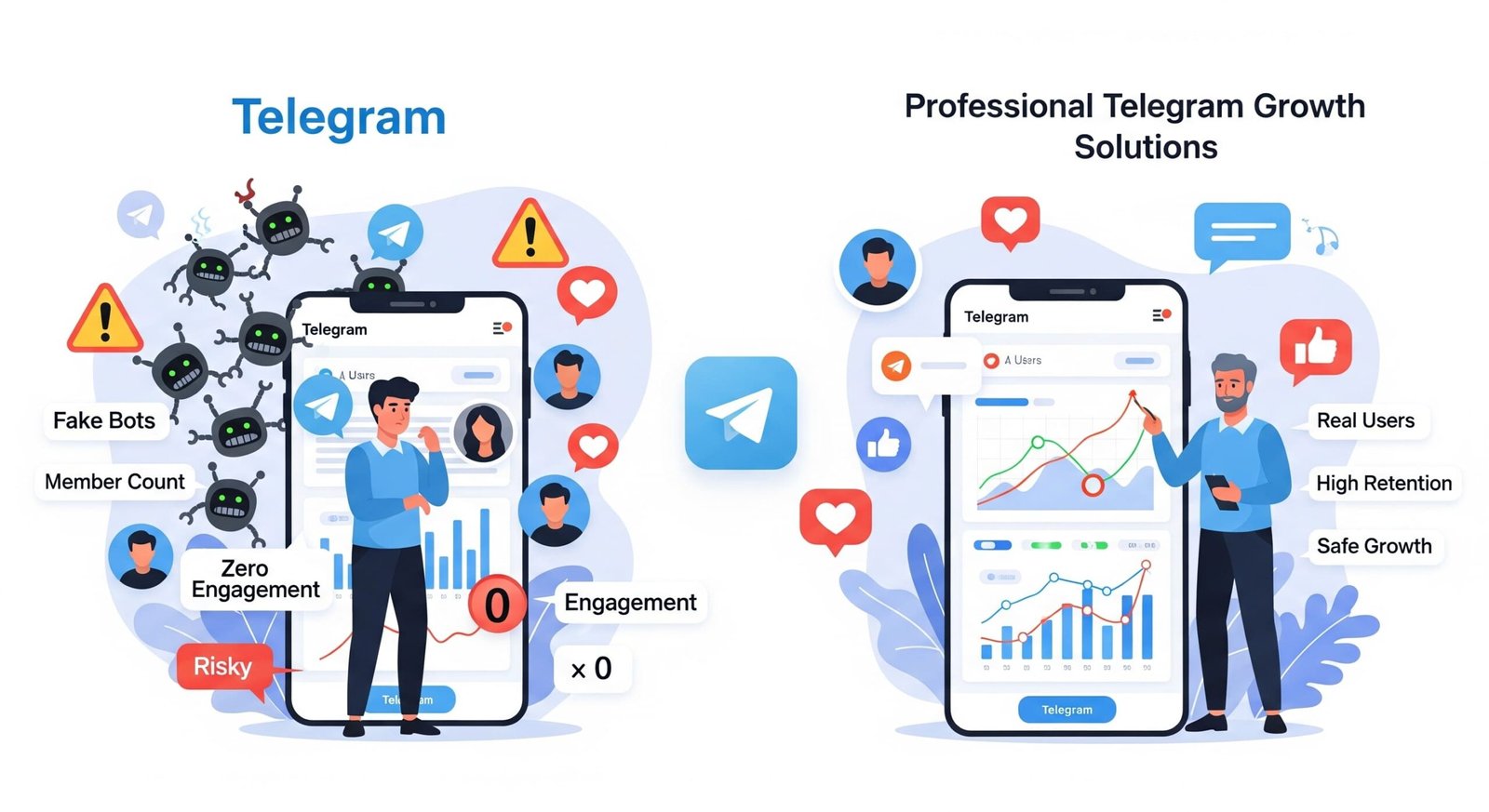 Fake Bots vs Professional Solutions Complete Telegram Growth Comparison (2025 Edition)